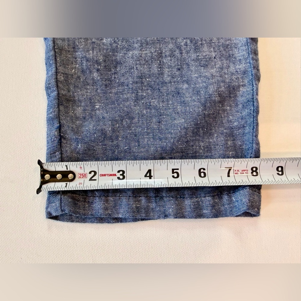 da-sh Linen Blend Boho Denim Blue Straight Leg Pants Small Drawstring Pockets - Picture 10 of 14